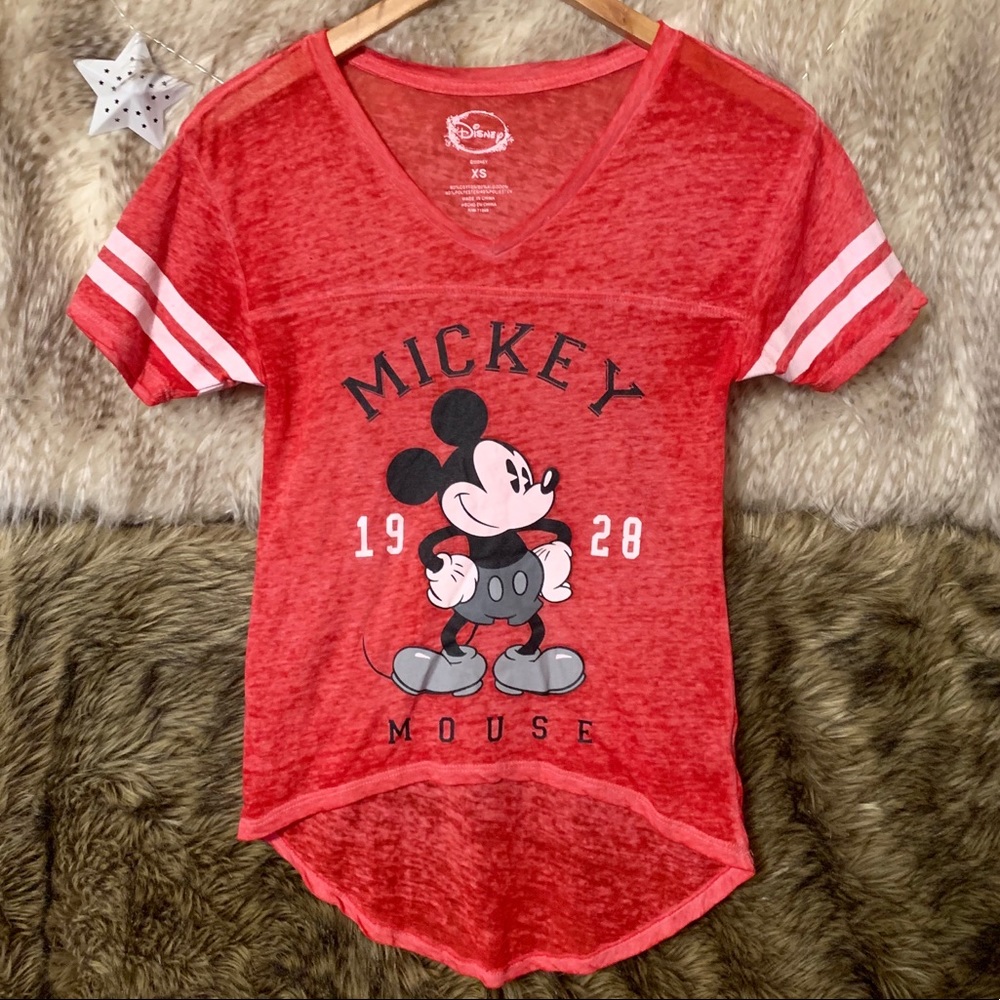 Disney Red Mickey Mouse Short Sleeve Tee